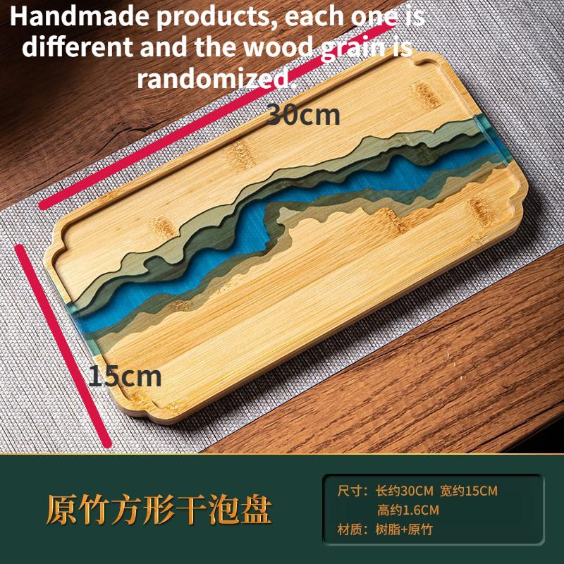 Creative Solid Wood Resin Tea Tray Handmade Solid Wood Splicing Pot Tray Dry Bubble Tray