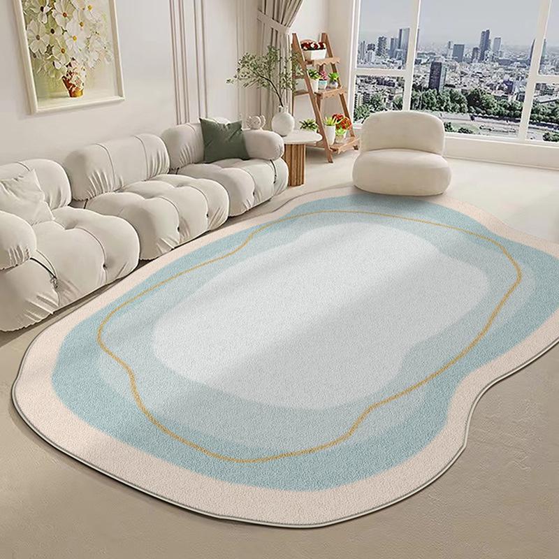 Irregular Living Room Carpet Cream Style Home Bedroom Bedside Carpet Geometric Anti Slip Mat