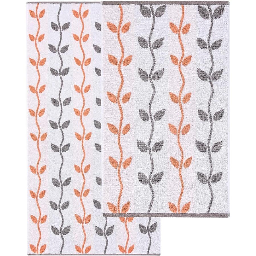 Organic Vines 6Piece 100 Cotton Towel Set Yarn Dyed Jacquard Solid Design for Bathroom and Spa Use Includes 2 Bath Towels 2 Han