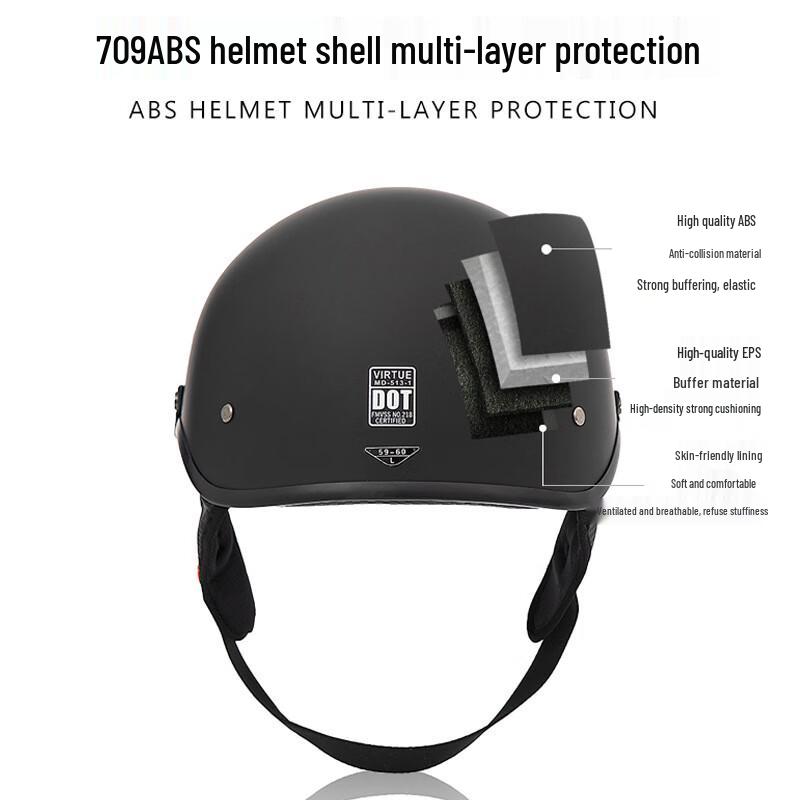 Meide Lightweight Half-Face Motorcycle Helmet with Inner Visor