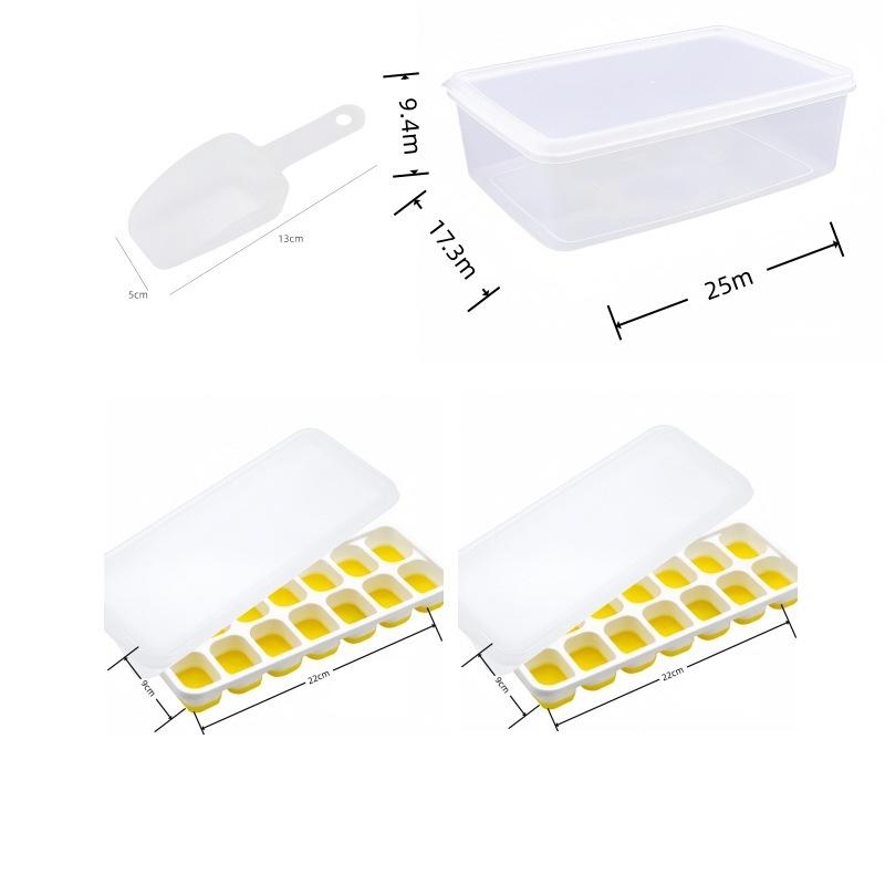 Cross-Border Ice Cube Tray - 14 Grids with Lid, Large Capacity Mold for Household Ice Storage