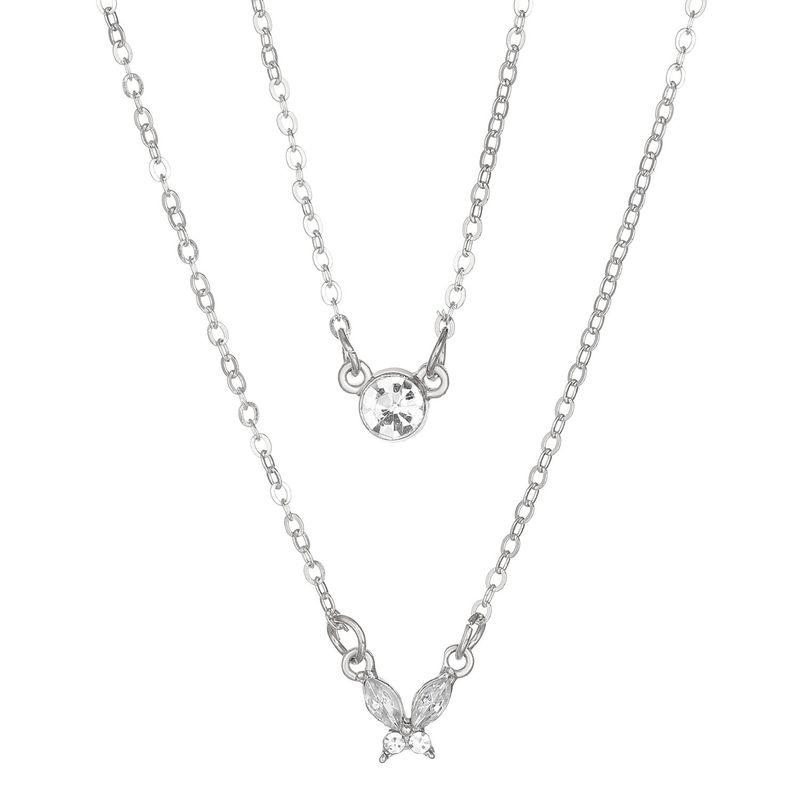 

New Cross-Border Style Layered Butterfly Necklace, Ins-Style European and American Alloy Multi-Layer Letter Heart Clavicle Chain, Vintage Neck Chain White K0454
