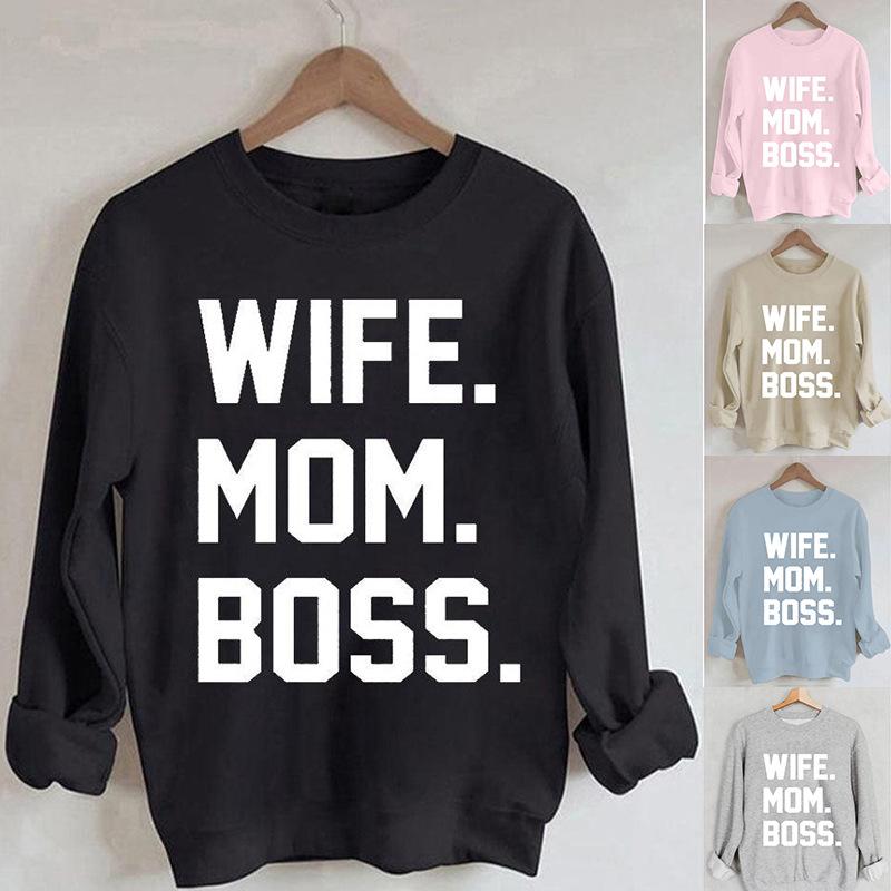 

Весенне-осенняя женская толстовка с капюшоном, повседневная футболка с круглым вырезом и длинным рукавом с английским принтом