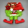 Christmas Thief Wreath for Front Door Green Elf Legs Christmas Wreath Hanging Welcome Sign Home Decoration Indoor Outdoor