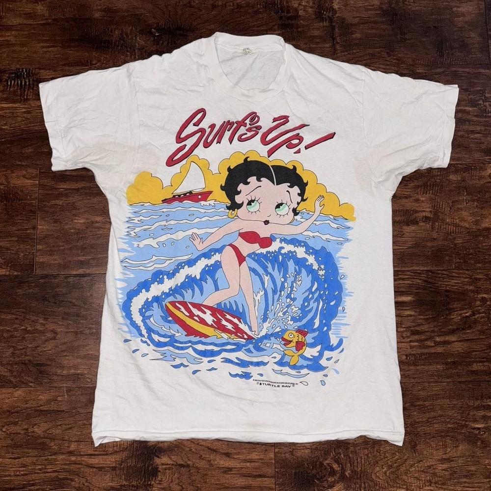 Футболка 90-х Бетти Буп Surf s Up Ремейк Дизайн Футболка Мужская Женская футболка NH26781 Унисекс Футболка S