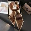 Women Luxury Design Silk Scarf Satin Hair Hairband Tie Neck Scarf Narrow Slanted Ribbon Neckerchief For Wedding Occupation
