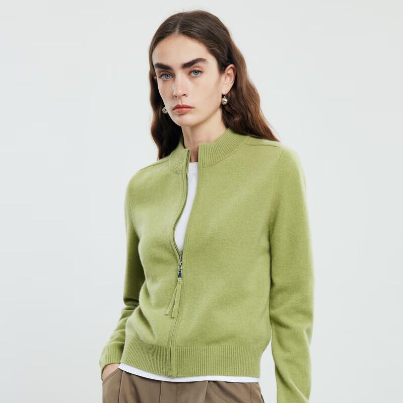 PALUOPO Semi-High Neck Pure Cashmere Knit Cardigan