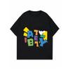 Women Casual T Shirt Black Colorful Letter Print Party Graphic Tee For Daily Wear and Outings