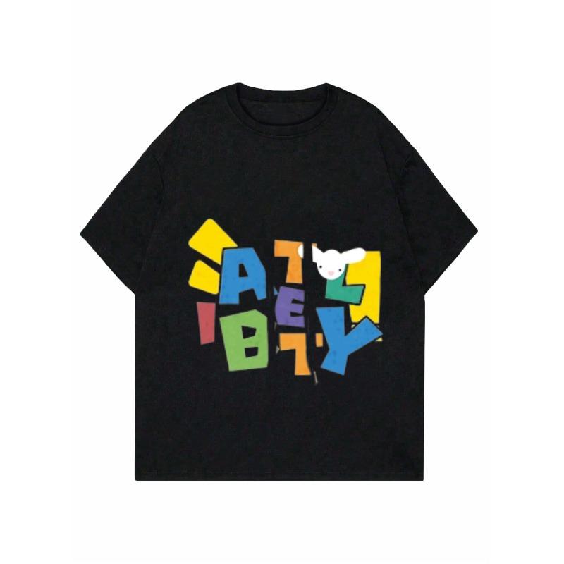 Women Casual T Shirt Black Colorful Letter Print Party Graphic Tee For Daily Wear and Outings
