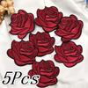 5Pcs Roses Decals Iron Cloth Patch Patch Decoration Flowers Clothing Accessory Pretty Design Flower Suitable Wedding Hotel Decor