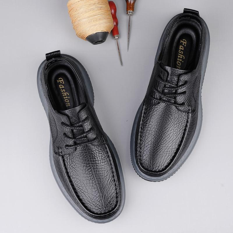 Luxury Brand Men Genuine Leather Shoes British Business Lace Up Oxford Shoe Fashion Man Casual Dress Shoes Leisure Walk Footwear