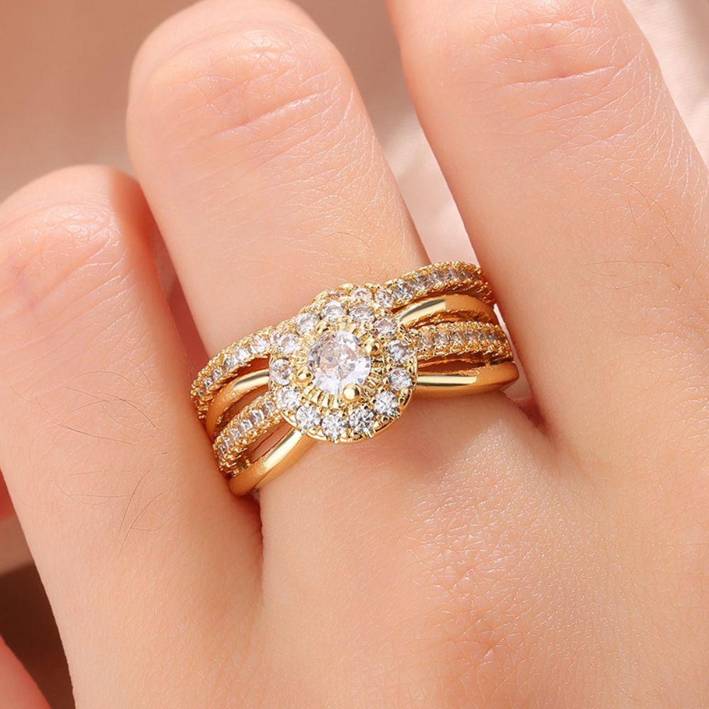 Copper Adjustable Finger Rings Fashion Gemstone Ring Court Style Women Open Ring Advanced Sense
