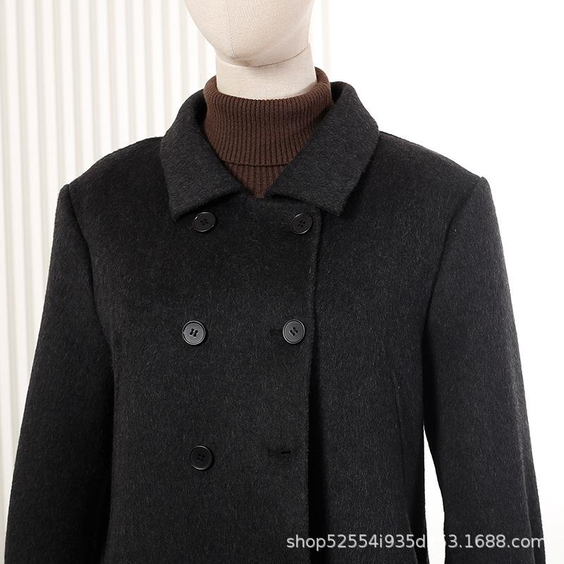 Double-breasted wool double-sided woolen coat commuter temperament wool coat women's woolen coat looks thin