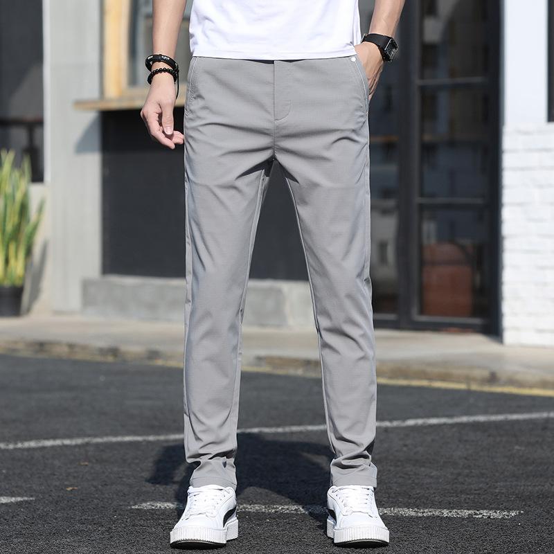 

Мужские прямые повседневные брюки, мужские со средней талией, тонкие весенне-осенние, однотонные, уличная верхняя одежда, длинные брюки 38