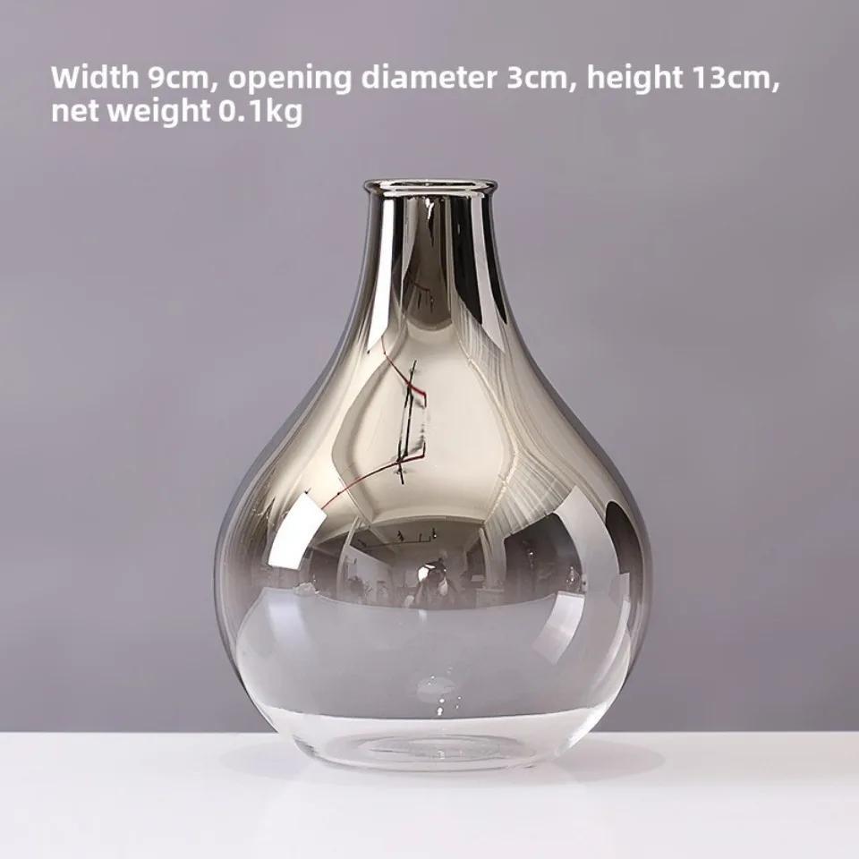 2025 New Brand Nordic Glass Vase Creative Silver Gradient Dried Insert Desktop Terrarium Jewelry Decoration Plant Holder
