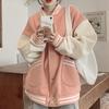 Herbst Frauen Baseball Jacke Harajuku Casual Lose Tasche Gedruckt Koreanische Übergroßen Bomber Sweatshirt Uniform Streetwear Tops