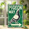 Vintage Metal Tin Sign Pigeon Arrow Street Wall Art Green Home Decor