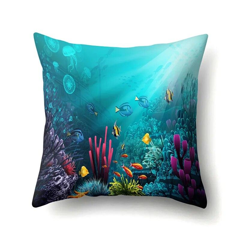 

Наволочка с изображением океана, мультяшный узор, поясничная подушка, диванная подушка 40x40cm