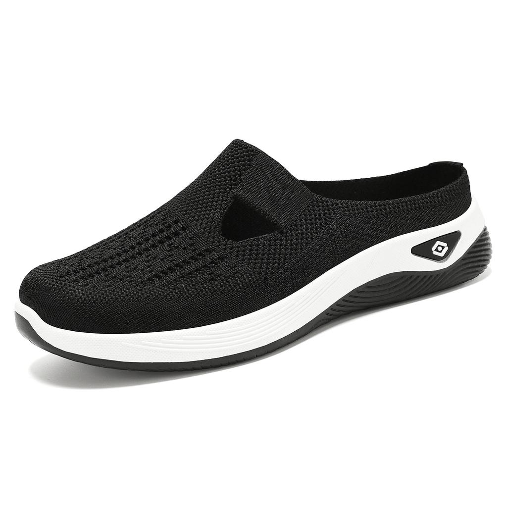 Half Slide Women Shoes Versatile Casual Shoes Breathable Closed Toe Slide Slip On Lazy Shoes Mesh Soft Bottom Single Shoes Women Comfortable Sneakers