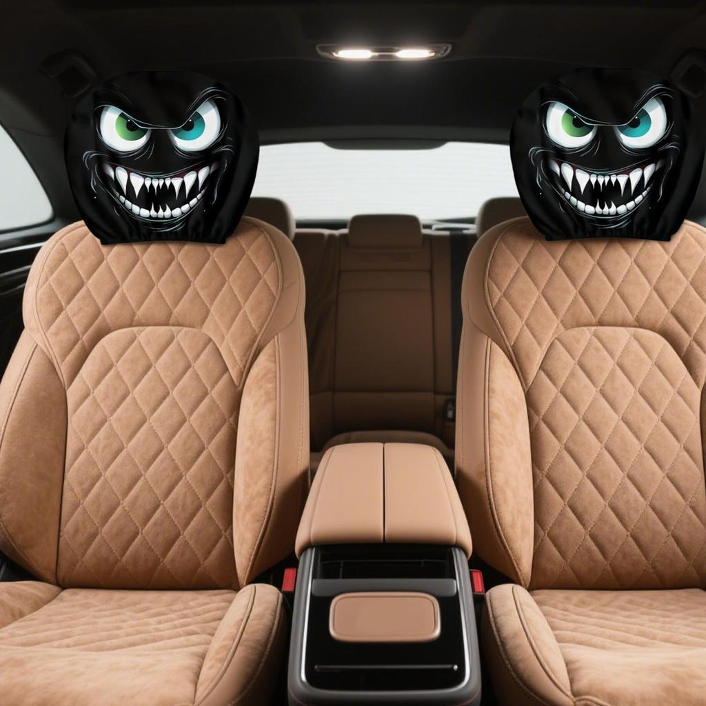 Headrest Covers For Cars 2 Pieces Breathable Big Eyes Car Headrest Protector Elastic Head Rest Covers Decoration For Auto
