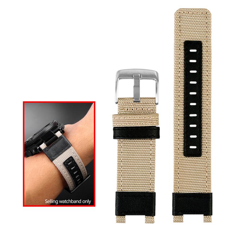 Nylon Canvas Leather Watchband For G-shock Casio GST-B100/S130/S100G/W300G/W330/400G/410 GST-W120L/S120/W130L/S110 Mens Strap