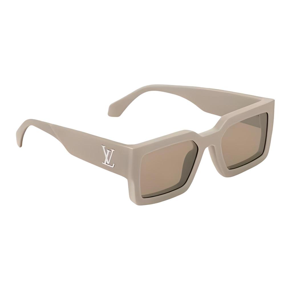 Louis Vuitton Original Design Clash Square Sunglasses Unisex Sunglasses Beige Z2701E