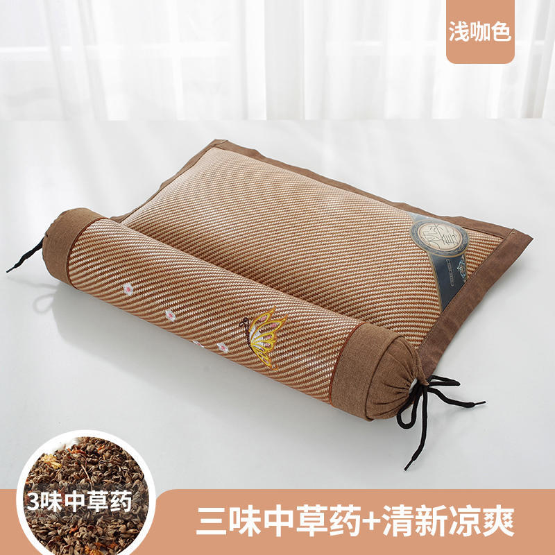 Argy Wormwood Pillow Cervical Support Improve Sleeping Single Cylindrical Pillow with Pillowcase for Sleep