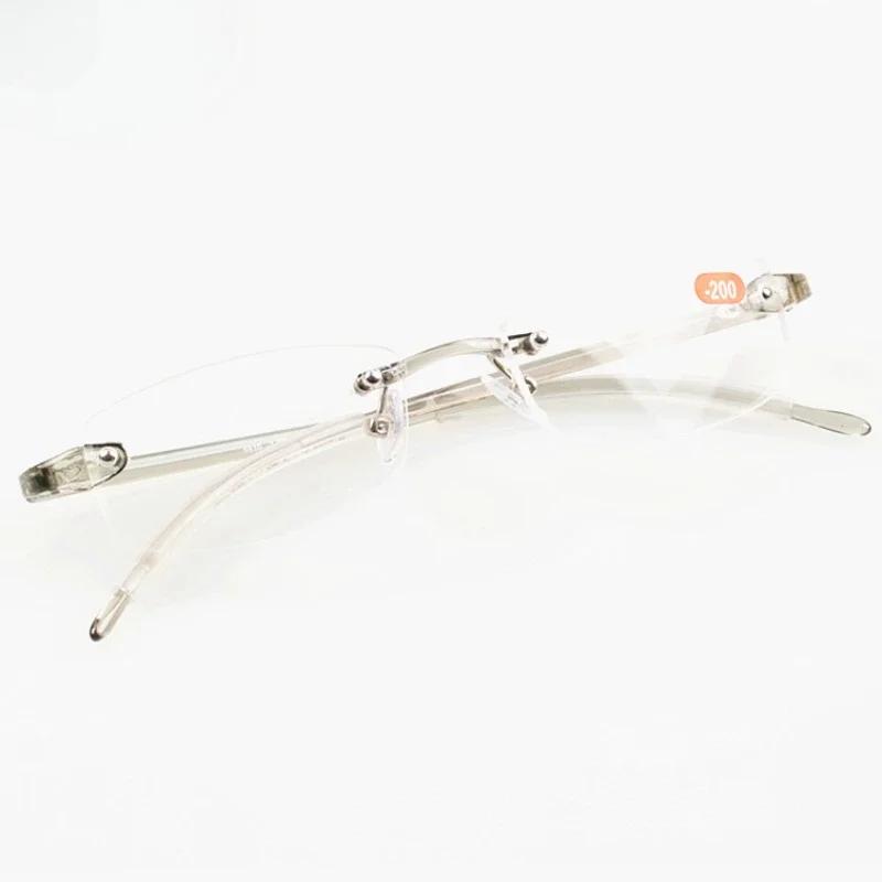 

Rimless Finished Myopia Glasses Men Women Ultralight Soft Vintage Ultralight Resin Nearsighted Eyeglasses Diopters -1.0 To -4.0 -3.0