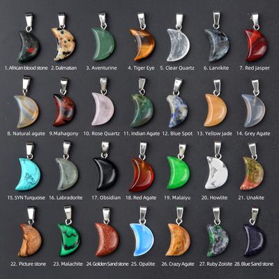 5 Peças/Pacote Pingente de Gema de Cristal Natural Charms em Forma de Lua para Fabricação de Joias Acessórios DIY Unissex 18x12 mm