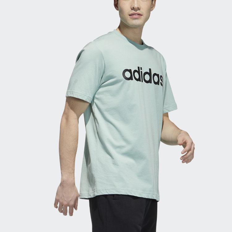 Adidas Neo Logo Print Sports Crew Neck T-Shirt Men Tops Green GP4903