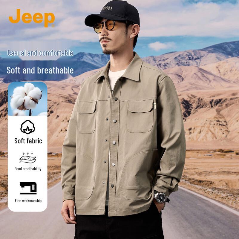 

JEEP Men s Multi-pocket Casual Shirt Jacket L
