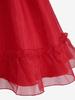 Rosegal Gothic Puff Sleeves Rose Flower Jacquard Organze Layered A Line Dress