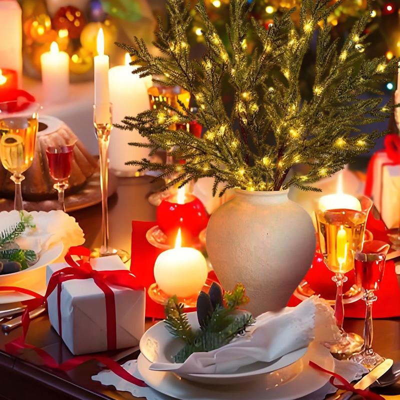 Önceden Işıklı Çam Dalları, Önceden Işıklı Norfolk Çamı Dalları, Işıklı Norfolk Çamı Dalları, Kendin Yap Çelenkler İçin, Vazo Dolguları