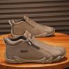 Side Zippers Men Shoes Fashion Breathable Flat Shoe High-top Leather Casual Shoes Solid Color Outdoor Walking Shoe Sneakers Male