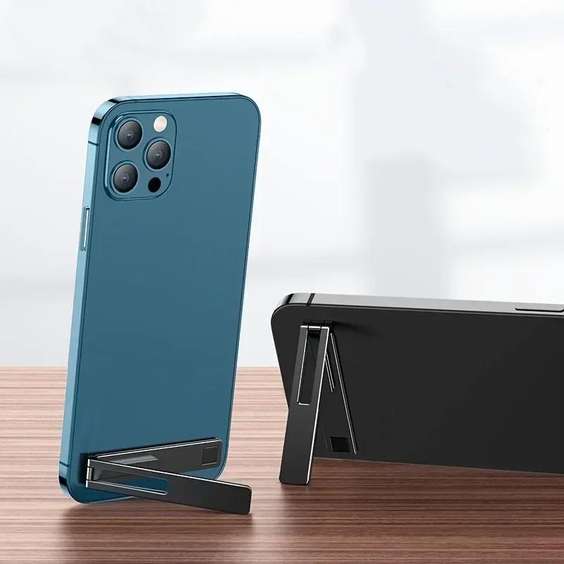 Supporto per cellulare minimalista ultrasottile in metallo pieghevole da attaccare sul retro supporto da tavolo per telefono portatile supporto mobile supporto per telefono