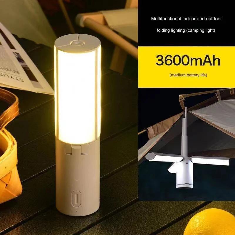 Outdoor Folding Multi-function Camping Light with Hook Handheld Hanging Rechargeable Lamp for Tent Hiking Emergency