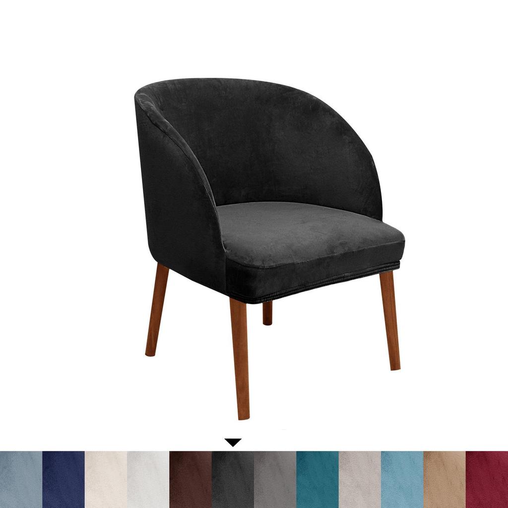 Velvet Semi-Circular Dining Chair Cover with Elastic Arc Design