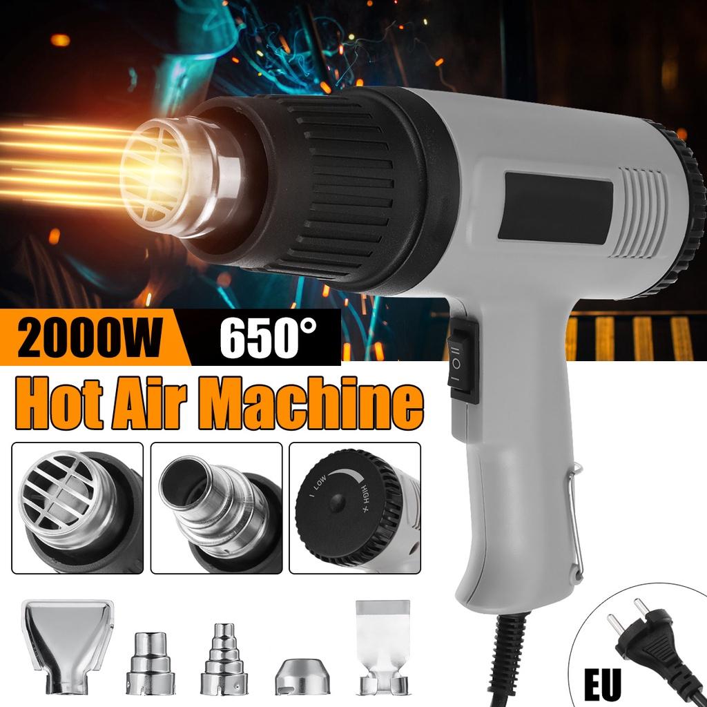 Variable Temperature Heat Guns Industrial Electric Hot Air Guns for Shrink Wrapping Paint Remover/Stripper Gray 220V 2000W