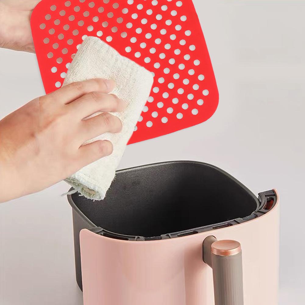 Kare Yeniden Kullanılabilir Air Fryer Silikon Mat Mutfak Aksesuarları Yapışmaz Pişirme Matı Hamur İşi Aleti Fırın Tepsisi Yağ Matı Kek Izgara Tabak