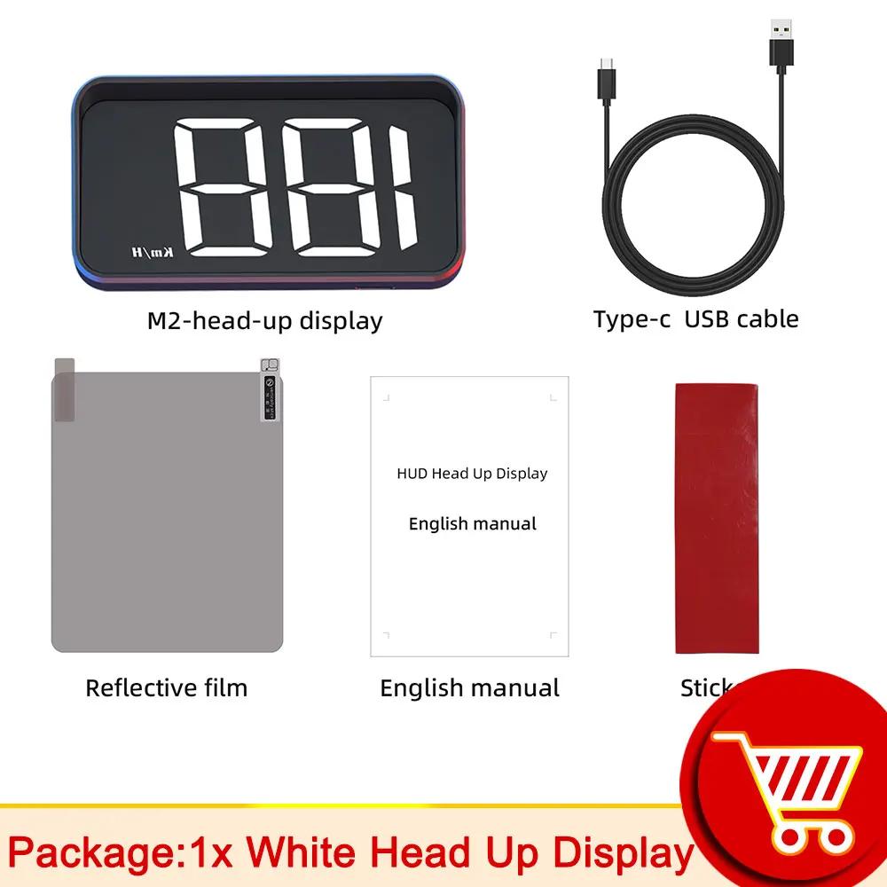 M2 HD Car Head up Display GPS Speedometer KM/H Digital HUD Windshield Projector Universal Auto Electronics Accessory белый