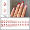 Christmas Almond Shape Wearable Nails Set: 30 Pieces with Red Bow, French Red, and White Stripes Design
