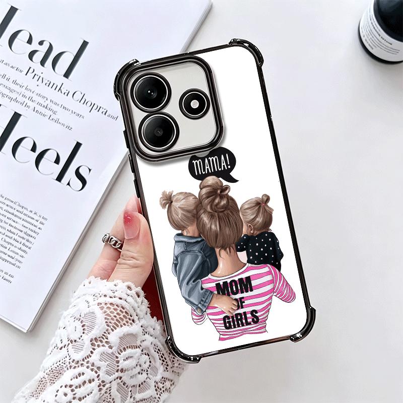 Baby Mom Girls Plating Phone Case For Xiaomi Redmi Note 14 15 Pro Plus 13 12 11 11S 11T 10 9S 9 5G Anti-Fall Airabag Cover