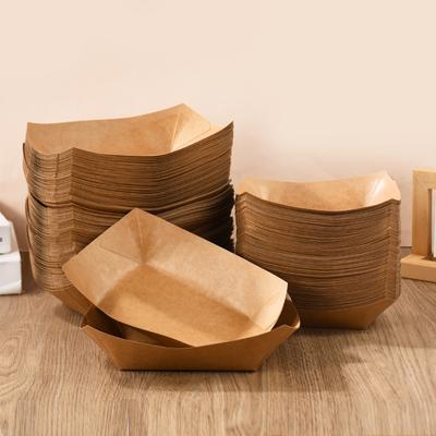 5pcs Kitchen Disposable Snack Bowls Pastry Bags Kraft Paper Dessert Cake Tray Food Tray Oilproof Cardboard Boxes Party Tableware