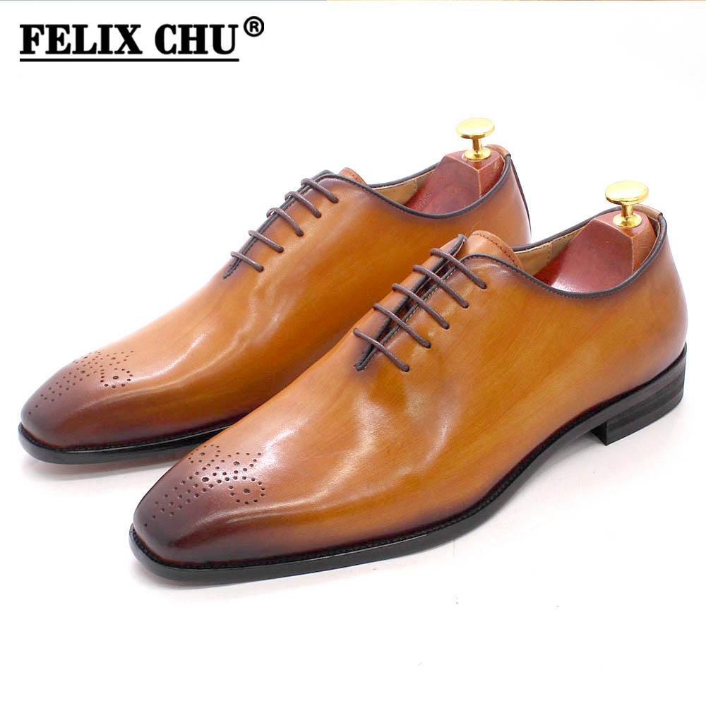 Fashion Mens Formal Shoes Genuine Leather Hand Painted Whole-cut Oxford Shoes for Men Italian Dress Shoes for Business Office Company