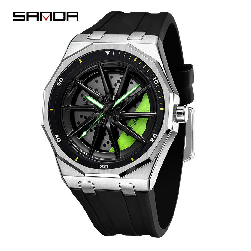 SANDA Men s Waterproof Luminous Rotating Wheel Sport Watch