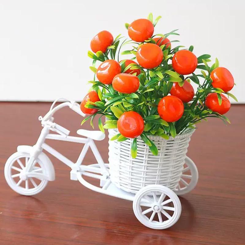 Simulation Flower Decorations Rattan Flower Basket Tricycle Bicycle Model Home Garden Wedding Party Decoration Romantic And Cute