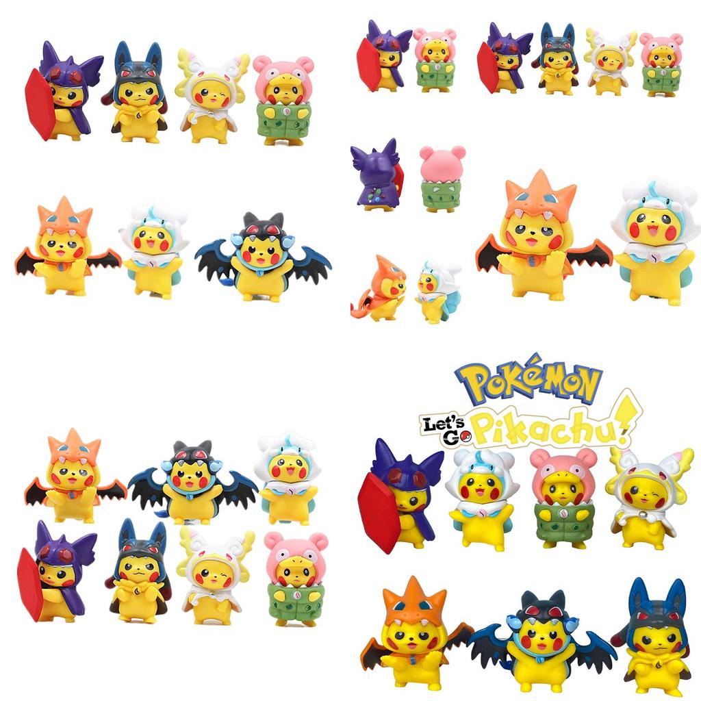 Adorable Pikachu Costume Figures Set For Desk And Car Decor