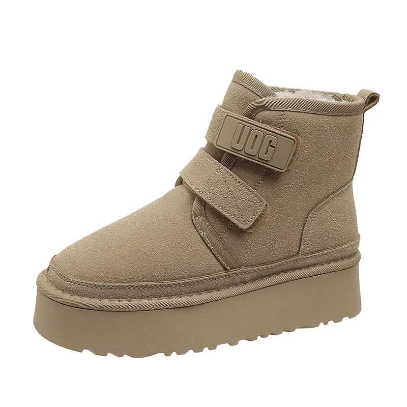 Fashion Winter Women Ankle Boots Outdoor Snow Boots New Plush Warm Shoes Platform Booties Classic Flat Casual Boots Non-slip Cotton Boot
