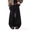 American retro black wide-leg jeans men's high-end scimitar pants spring and autumn loose casual tooling trousers