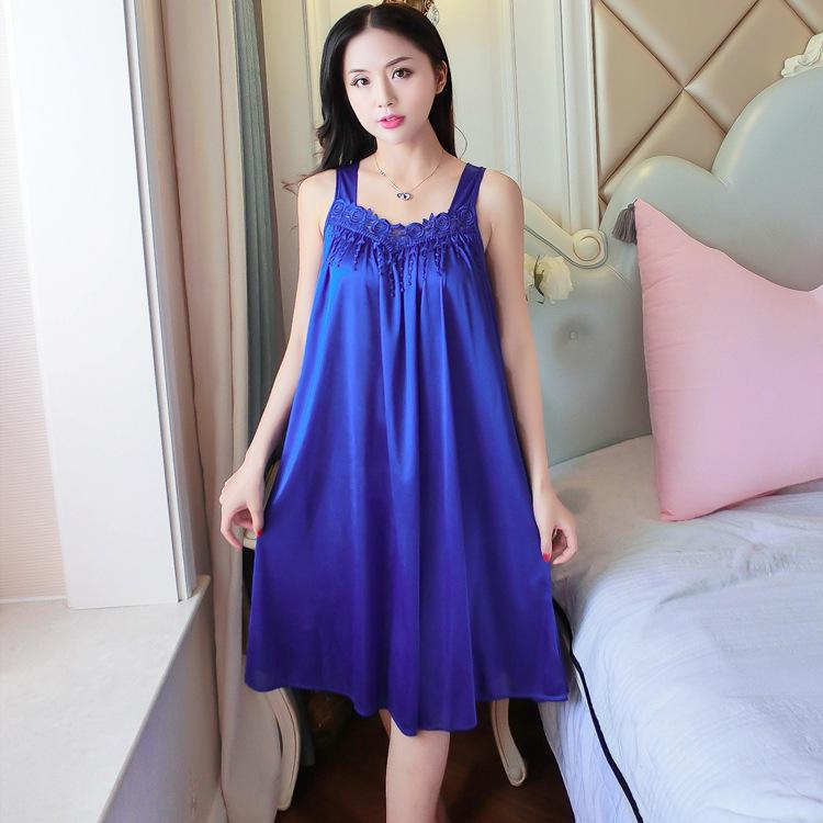 Frühlings-/Sommer Sinnliches Eis-Seide Träger-Nachthemd Damen Nachtwäsche Einzelkleid Einfarbig Loungewear